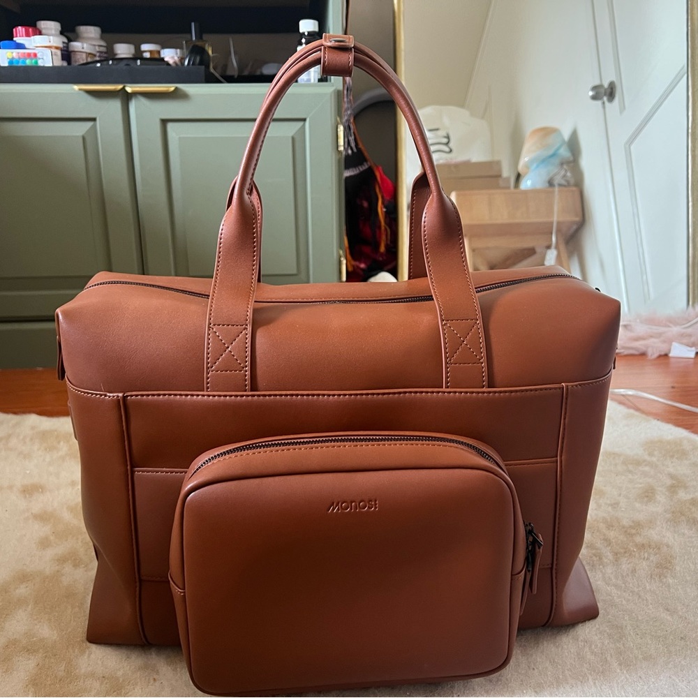 Brown Vegan Leather Monos Metro Duffel Bag